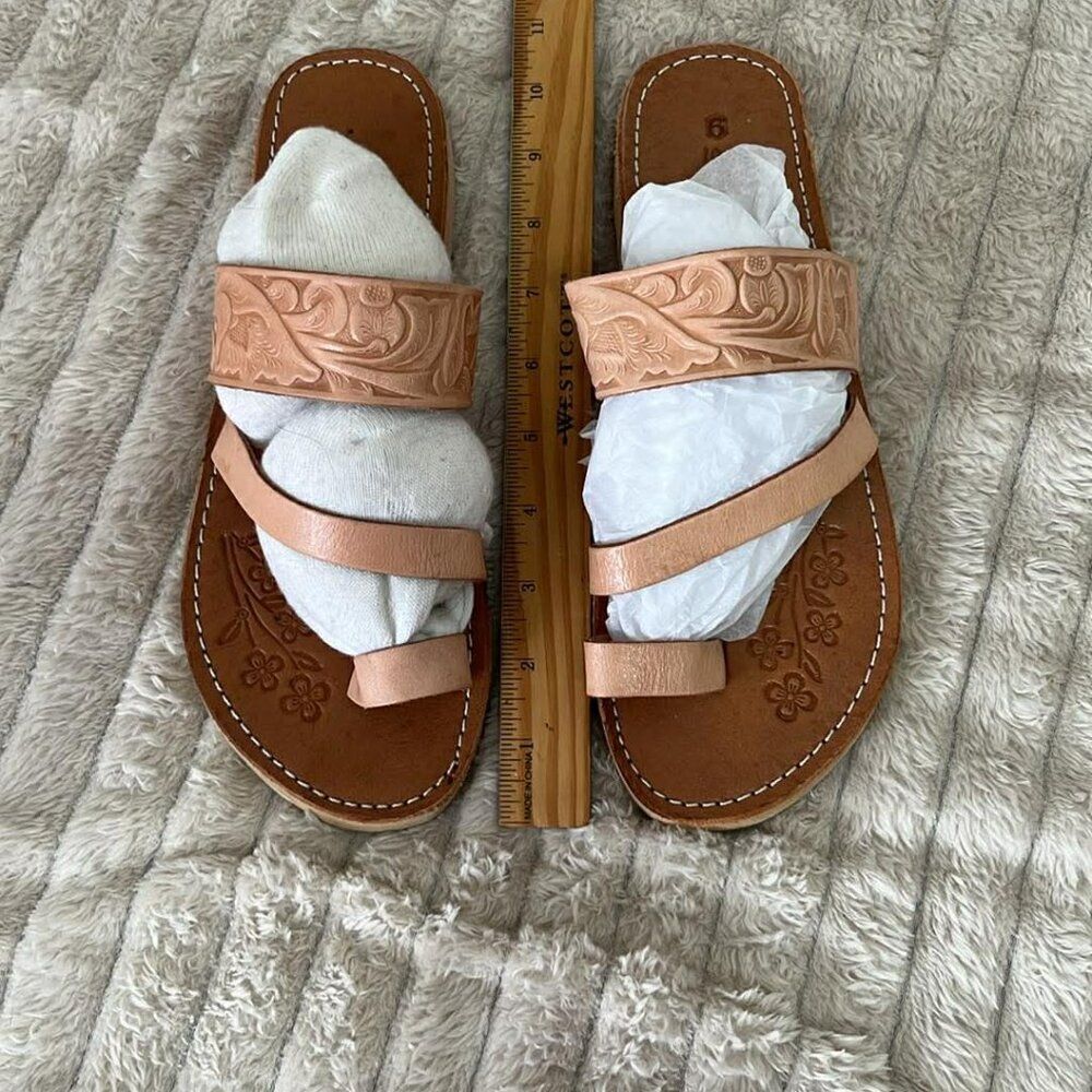 Floral Embelleshed Leather Slides